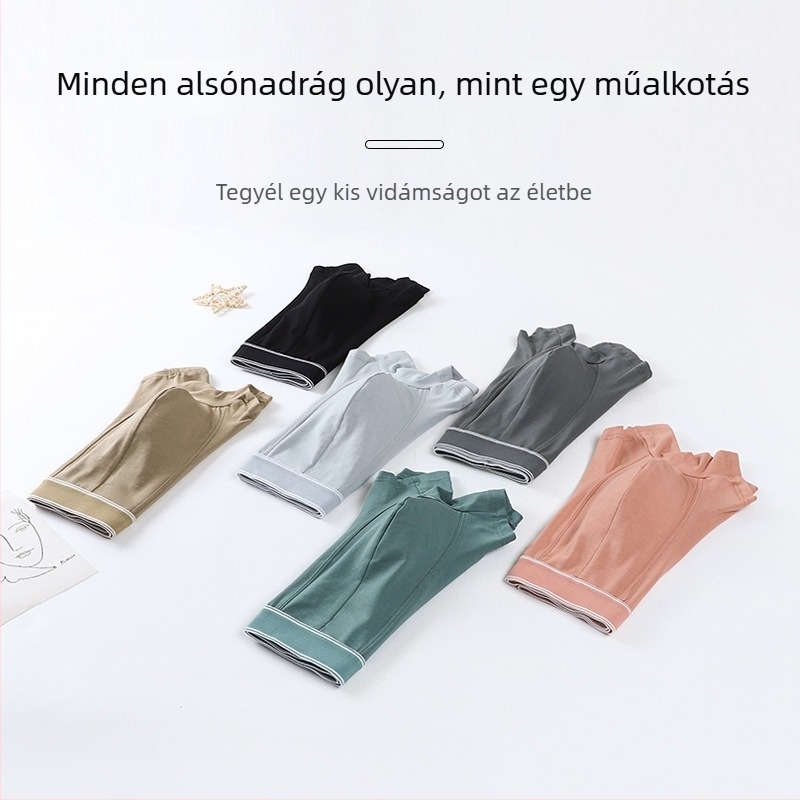 Egységes színű férfi pamut boxer rövidnadrág, légáteresztő, elasztikus, antibakteriális, középmagas derékkal