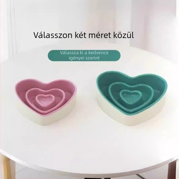 Kerámiás lassú etető tál kis testű kutyáknak, fulladás elleni, kiöntés elleni, szív alakú etetőtál, védi a nyakat
