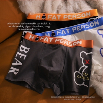 Pamut férfi boxer briefek, középmagas derék, egyszínű, anime mintával, nagy méret