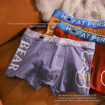 Pamut férfi boxer briefek, középmagas derék, egyszínű, anime mintával, nagy méret