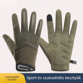 Uniszex kerékpáros kesztyű fleece béléssel, meleg, szélálló, csúszásmentes, kopásálló, kültéri használatra