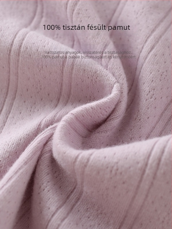 Újszülötteknek, uniszex, 100% pamut jacquard anyagú álló galléros felső és nadrág két részes készlet, antibakteriális