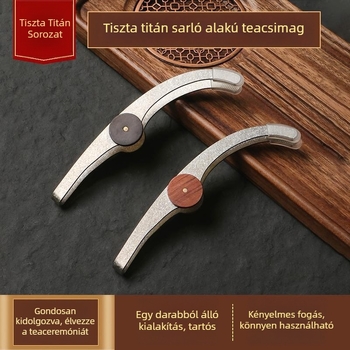 Tiszta titán teafogó csipesz, masszív fa kivitelű Gong Fu teáskészlet kiegészítői — tealevelekhez csipesz, pohárhoz csipesz, pinceták
