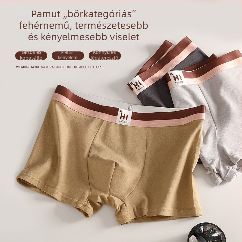 Férfi tiszta pamut boxer brief grafén antibakteriális zónával, lélegző sportalsónemű