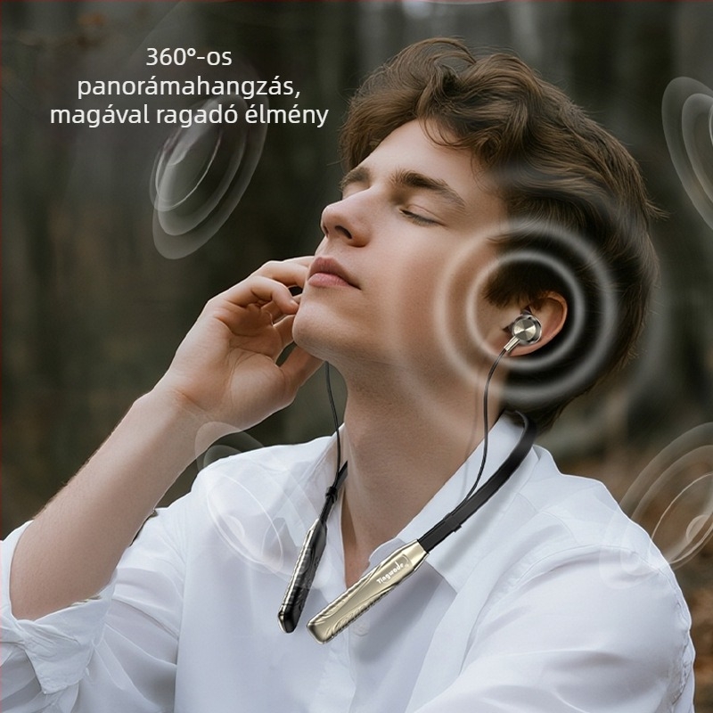 Nyakpántos Bluetooth fejhallgató digitális akkumulátorkijelzővel, hosszú üzemidő, sportos dizájn, sztereó hang