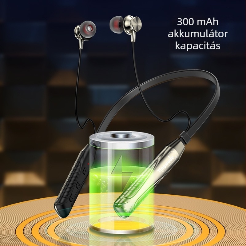 Nyakpántos Bluetooth fejhallgató digitális akkumulátorkijelzővel, hosszú üzemidő, sportos dizájn, sztereó hang