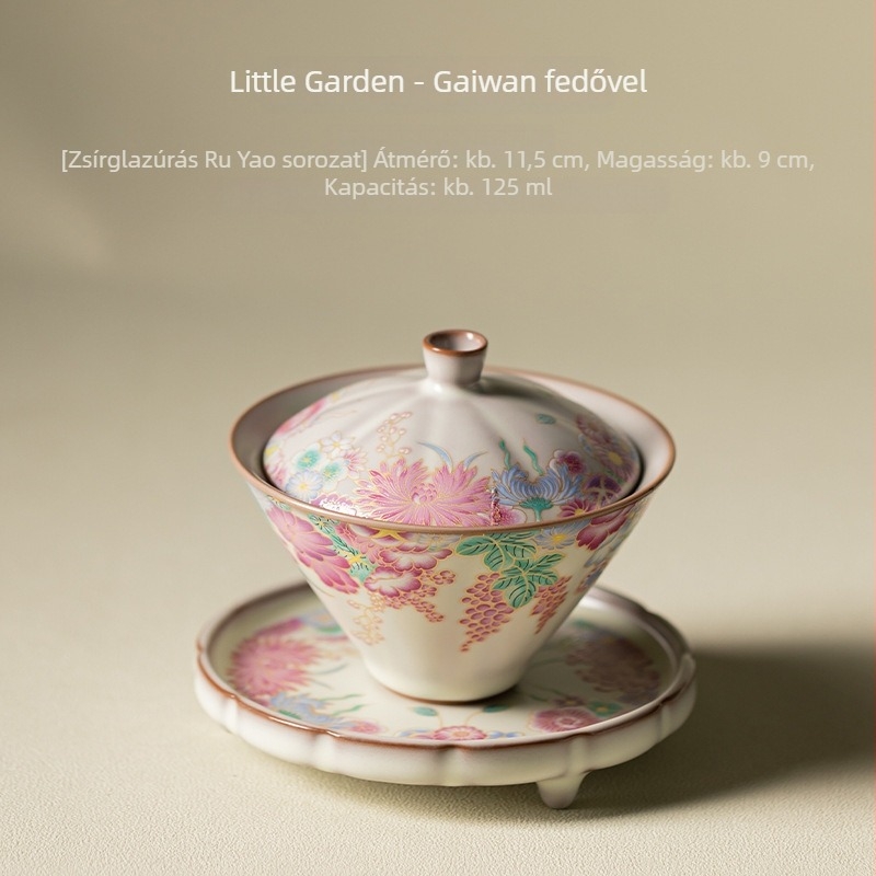 Gongfu teaceremóniához tervezett kerámia teás tál fedővel, Three-Talent teás tál