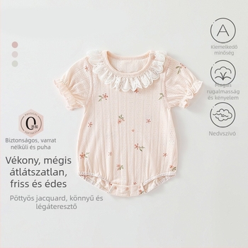 Újszülött nyári overall rövid ujjú, lányoknak, aranyos hercegnő, ultra vékony, két részes készlet