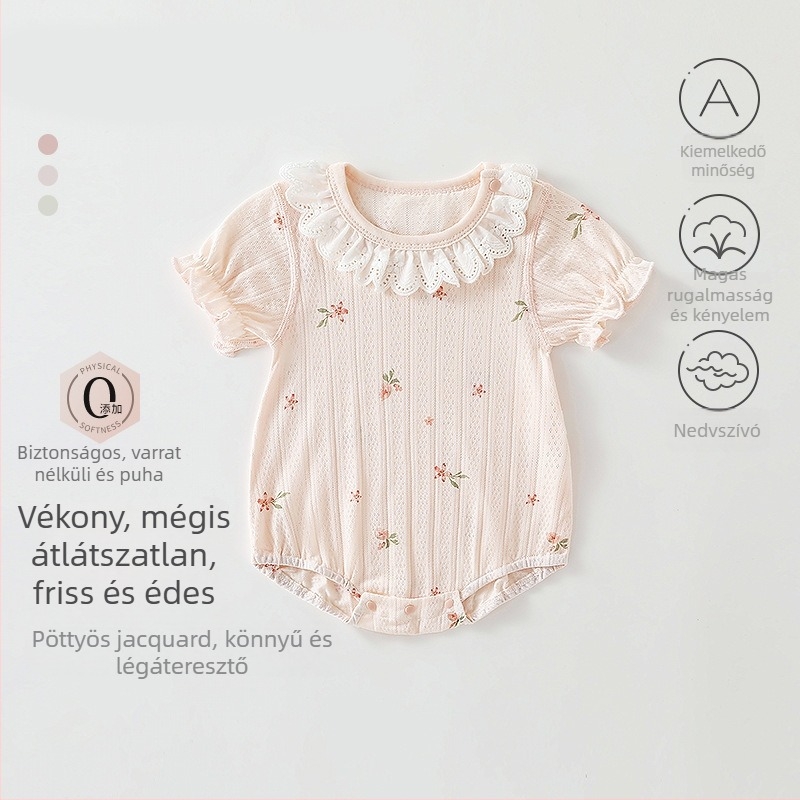 Újszülött nyári overall rövid ujjú, lányoknak, aranyos hercegnő, ultra vékony, két részes készlet