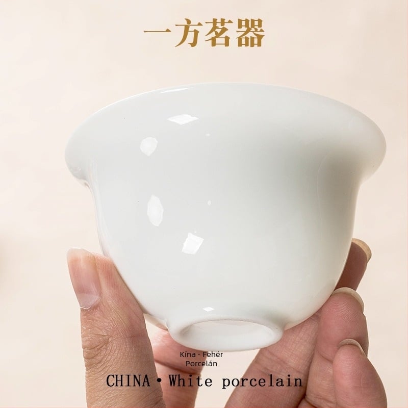 Kis fehér porcelán gaiwan teás mestereknek, háromrészes Kung Fu teáskészlet
