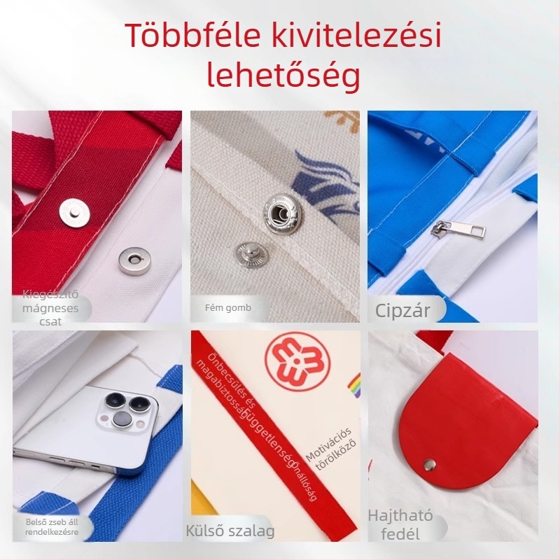 Egyedi logóval ellátott vászontáska, prémium tote kiállításokra, környezetbarát bevásárlótáska, nagykereskedelmi