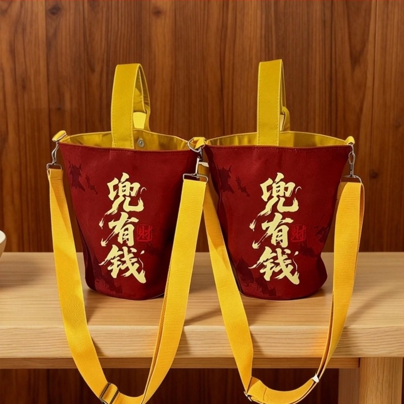 Lingyin Temple Money Bag egyedi logóval, velúr-pamut bevásárlótáska, vászon vödör táska – kulturális és kreatív célokra