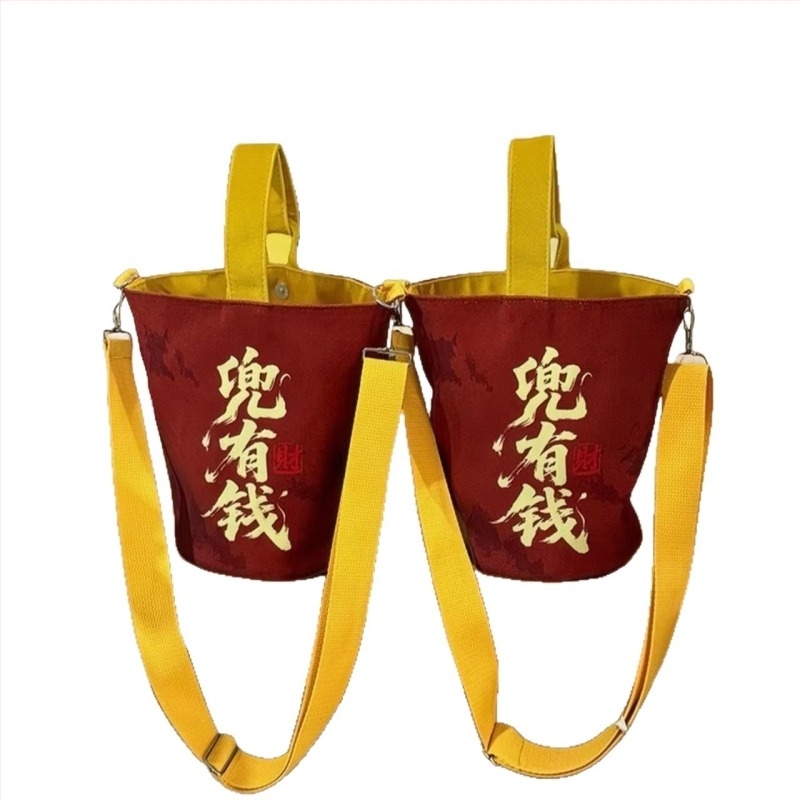 Lingyin Temple Money Bag egyedi logóval, velúr-pamut bevásárlótáska, vászon vödör táska – kulturális és kreatív célokra
