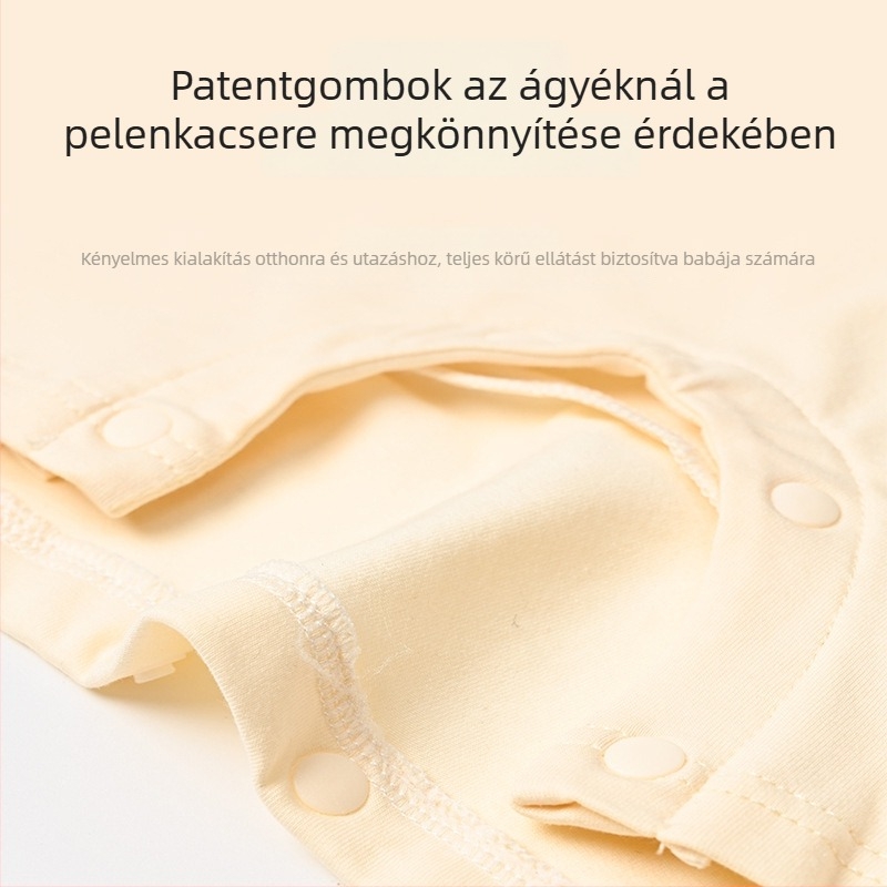 Újszülött nyári pamut romber, uniszex, rövid ujjú, kapucni nélküli