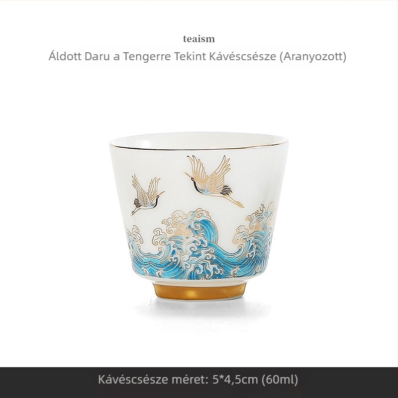 Fehér porcelánból készült teáscsésze, Gongfu tea készlet otthoni használatra, egyedi ajándékcsésze