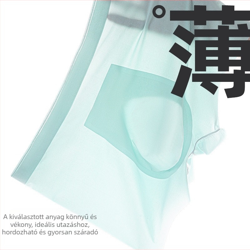 Nyári Ice Silk férfi seamless boxer briefs, lélegző, gyorsan száradó nylon anyagból, középső derekú, egyszínű
