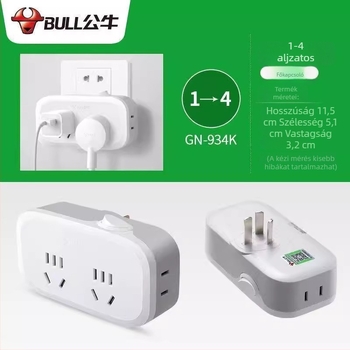 Bull márkájú konnektor USB-portokkal, többsportos adapter, 2- vagy 3-tűs dugaszoló, modell 9333 vezeték nélküli