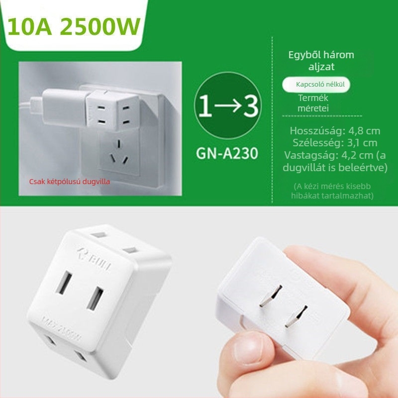Bull márkájú konnektor USB-portokkal, többsportos adapter, 2- vagy 3-tűs dugaszoló, modell 9333 vezeték nélküli