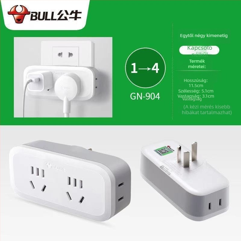 Bull márkájú konnektor USB-portokkal, többsportos adapter, 2- vagy 3-tűs dugaszoló, modell 9333 vezeték nélküli