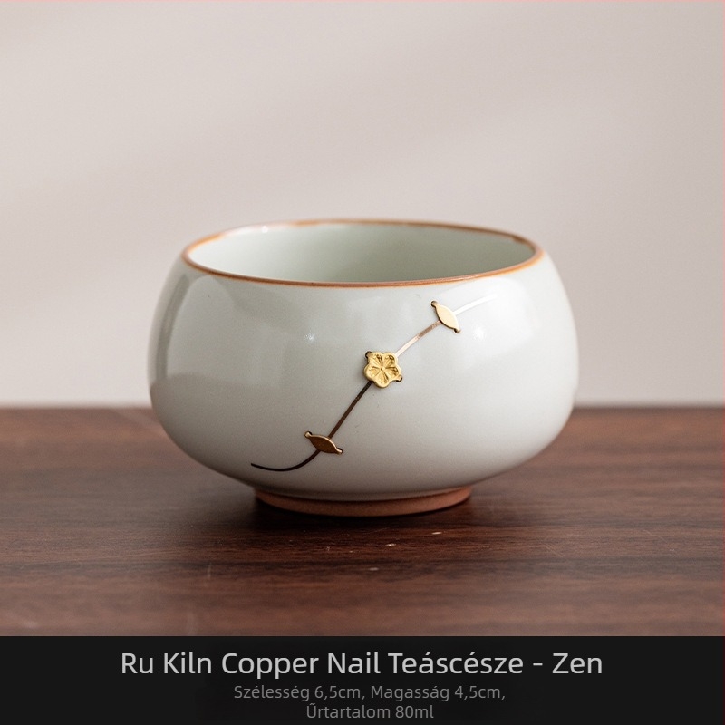 Huang Ru kiln teáscsésze – kínai stílusú prémium Kung-Fu teáskészlet, porcelán teáscsésze, kóstoló pohár, kerámia crackle glazúrával