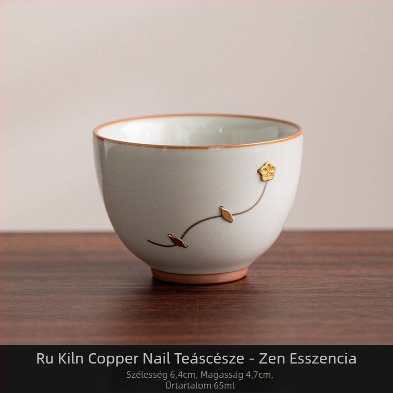 Huang Ru kiln teáscsésze – kínai stílusú prémium Kung-Fu teáskészlet, porcelán teáscsésze, kóstoló pohár, kerámia crackle glazúrával