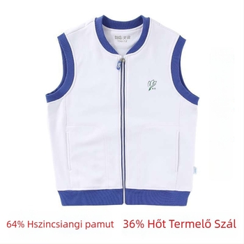 Általános iskolai egyenruha mellény fleece-béléssel, prémium változat, kék-fehér tavaszi-őszi két részes készlet