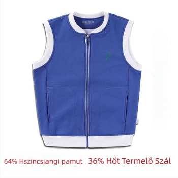 Általános iskolai egyenruha mellény fleece-béléssel, prémium változat, kék-fehér tavaszi-őszi két részes készlet