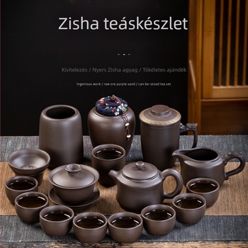 Lila agyag Kung Fu teáskészlet, nagy méretű ajándékdobozzal, testre szabható logó