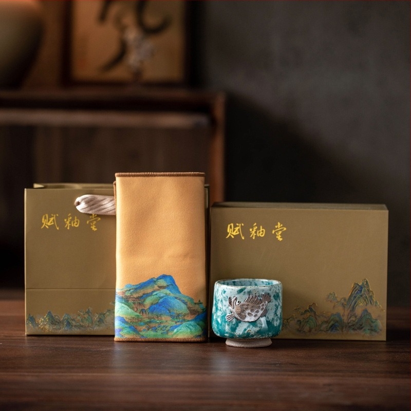 Shino Fortune Abundant teáscsésze — személyes teáscsésze, kézzel készített Jian ware kerámia, faégetéses kivitel, kőzet-ásványi máz