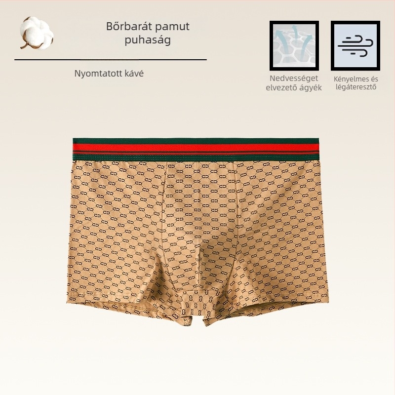 Férfi antibakteriális pamut boxeralsó, légáteresztő, 100% pamut, 2025-ös új sportos modell