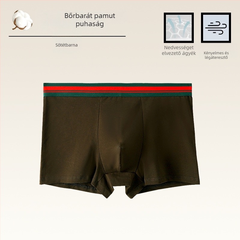 Férfi antibakteriális pamut boxeralsó, légáteresztő, 100% pamut, 2025-ös új sportos modell