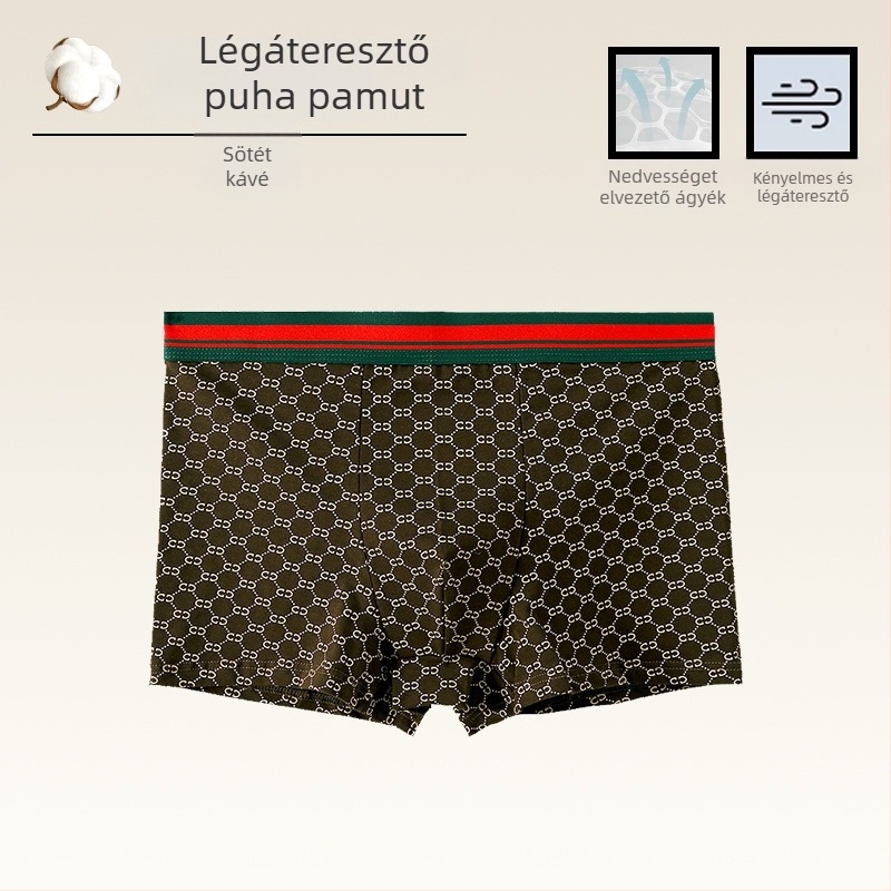 Férfi antibakteriális pamut boxeralsó, légáteresztő, 100% pamut, 2025-ös új sportos modell
