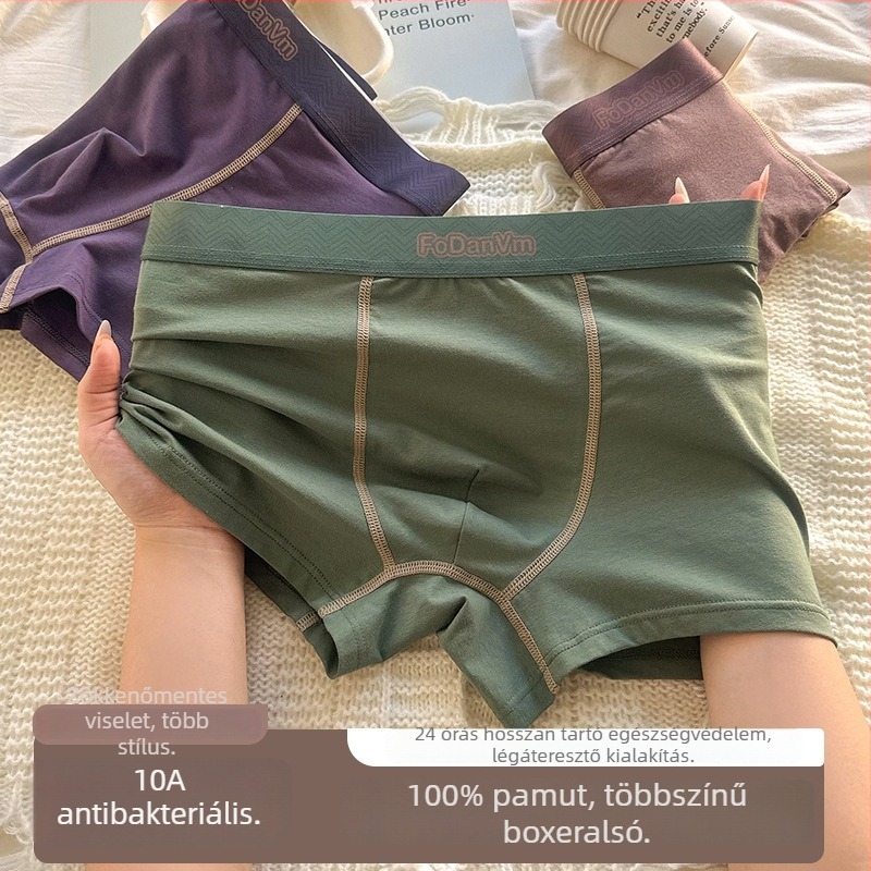 Férfi boxeralsó 100% pamutból, légáteresztő, kényelmes, középmagas derekú