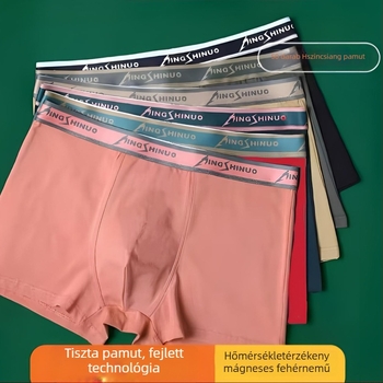 Férfi 100% pamut boxer brief, két mágnessel, lélegző, antibakteriális, nagy méret