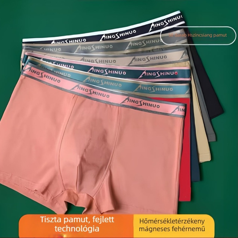 Férfi 100% pamut boxer brief, két mágnessel, lélegző, antibakteriális, nagy méret