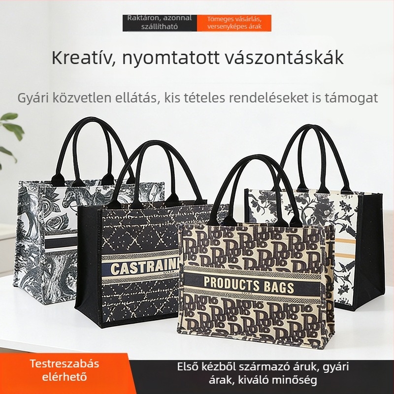 Személyre szabható, magas minőségű vászon tote táska, mindennapi használatra és munkába járáshoz, nagy kapacitású