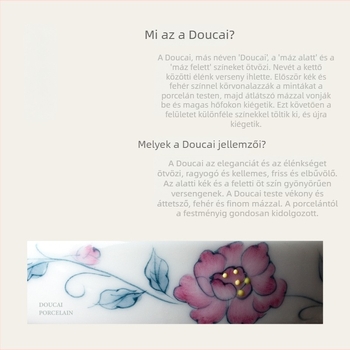 Kézzel festett Doucai kék-fehér porcelán teáscsésze, tök alakú formában, ezerszirmú peónia mintával, személyes használatra