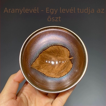 Jianzhan teáscsésze – Zijin Wood-Leaf mintázat, keskeny szájú kerámia Kung-Fu teáscsésze