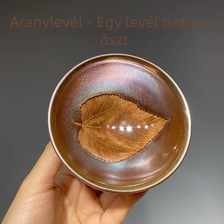 Jianzhan teáscsésze – Zijin Wood-Leaf mintázat, keskeny szájú kerámia Kung-Fu teáscsésze
