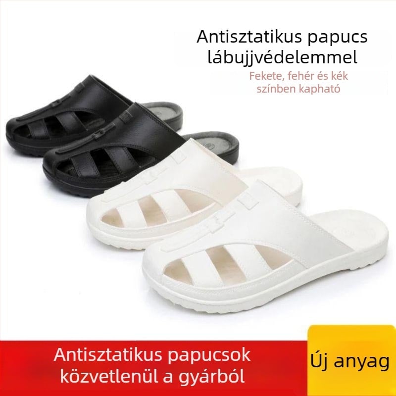 Női antistatikus papucs zárt orrú tiszta helyiségekhez, SPU puha talppal