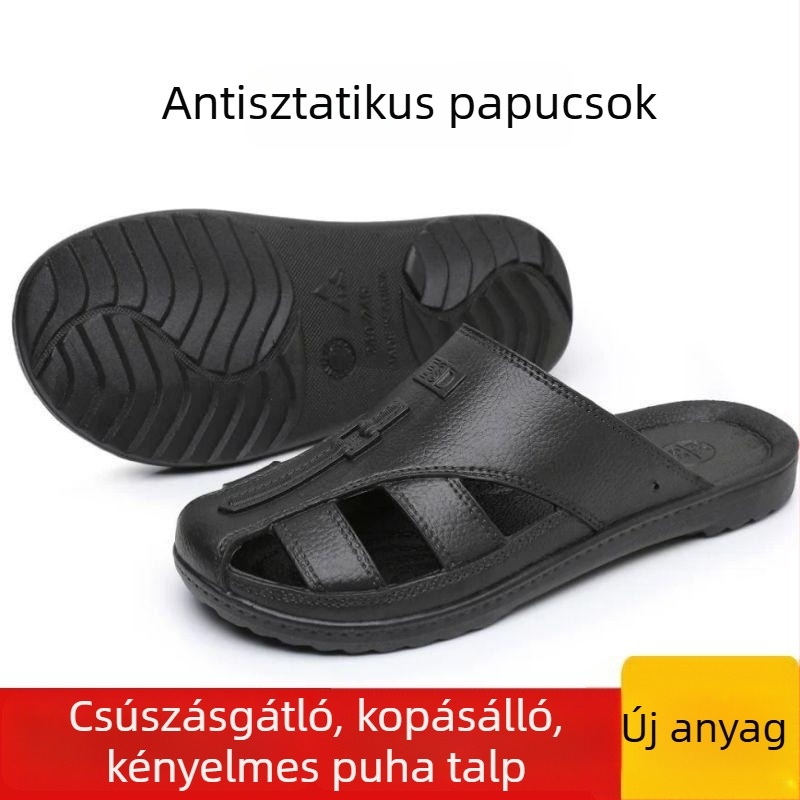 Női antistatikus papucs zárt orrú tiszta helyiségekhez, SPU puha talppal