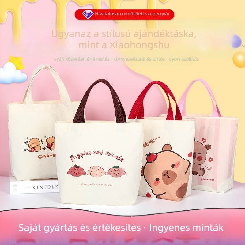 Egyénre szabott vászon táska kapibara témában gyerekeknek – mini születésnapi ajándéktáska pamut anyagból