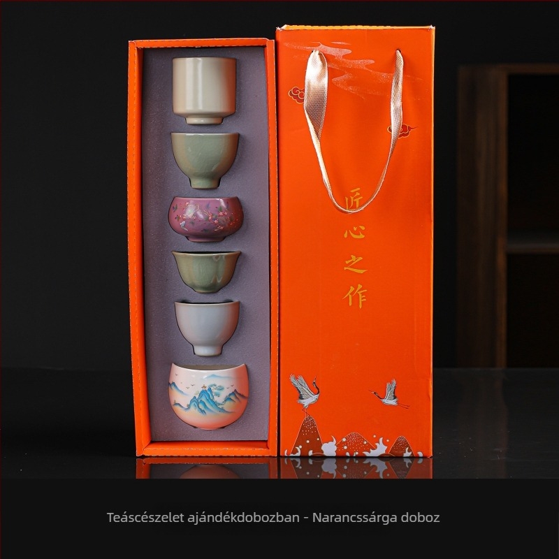 Öt elem teáskészlet porcelánból – ajándékdoboza