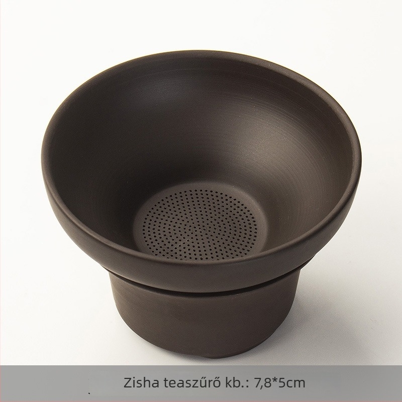 Nagykapacitású lila agyag teáscsésze beépített szűrővel és alappal, Kung Fu teáskészlet, tea osztó és szűrő