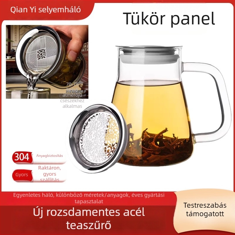 304 rozsdamentes acél teafilter üveg- vagy kerámia csészéhez — egyszerű tea szűrő