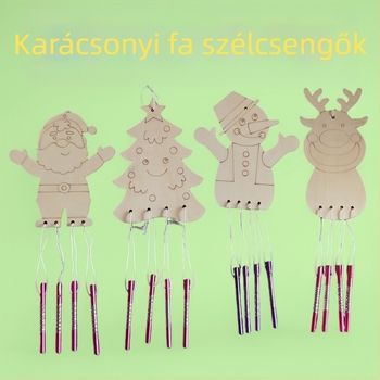 DIY fa harang készlet gyerekeknek — kézzel készített fa harangok, anyagcsomag, méret 15×30 cm