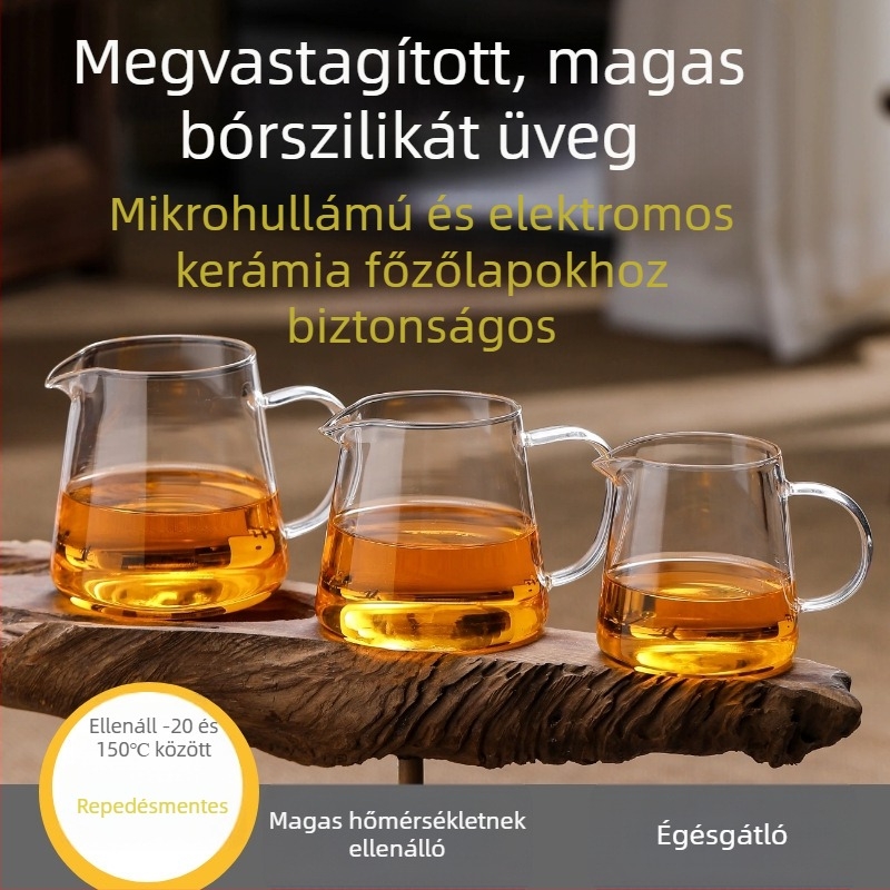 Üvegből készült egyenes testű teáskészlet otthoni teafőzéshez, rozsdamentes acél szűrővel és teás osztóval, kung fu teáskészlet