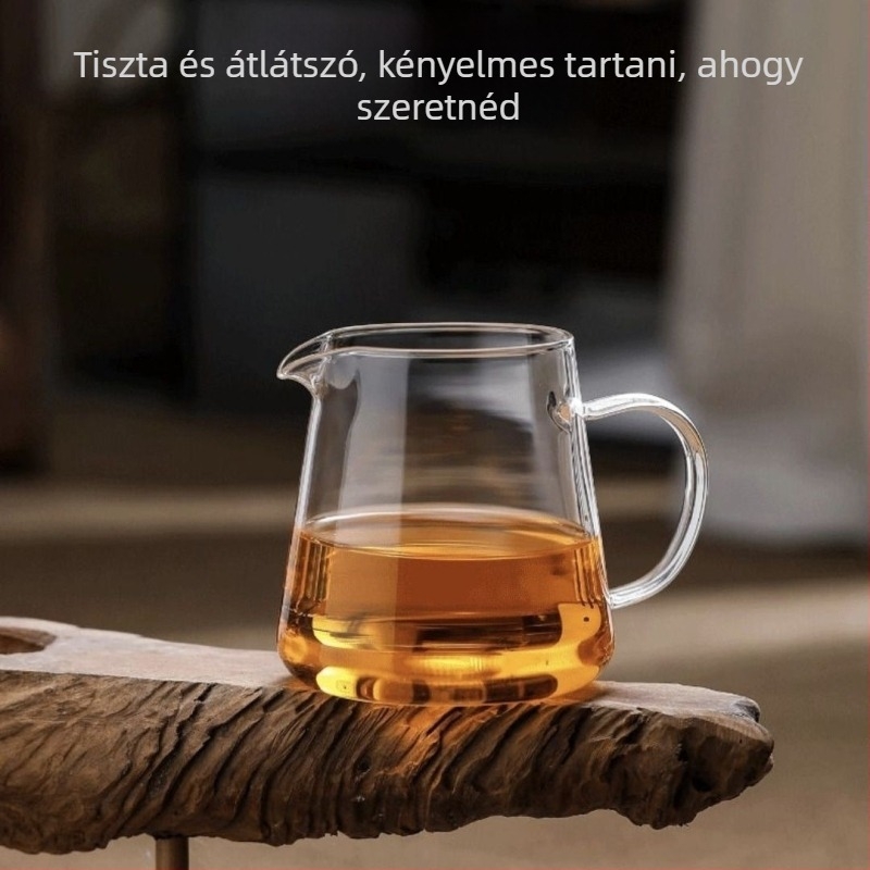 Üvegből készült egyenes testű teáskészlet otthoni teafőzéshez, rozsdamentes acél szűrővel és teás osztóval, kung fu teáskészlet