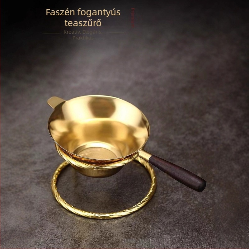 Rézszínű rozsdamentes acél teafilter, infúzor teához, levélválasztó és hálós szűrő – teás készlet kiegészítői