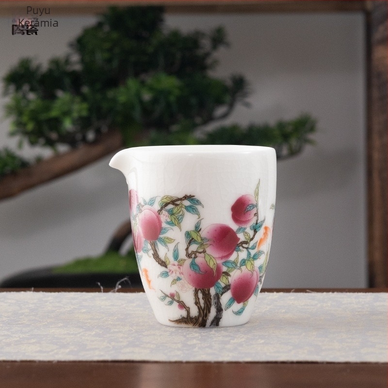 Nine Peach mintájú kerámia teáscsésze repedezett mázzal a Gongfu tea ceremóniához